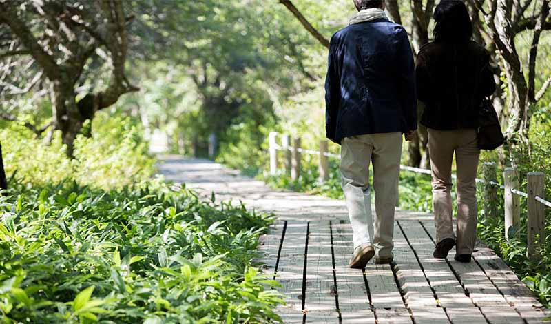 散策を楽しむ夫婦