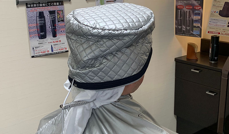 施術モデル 加温中の様子