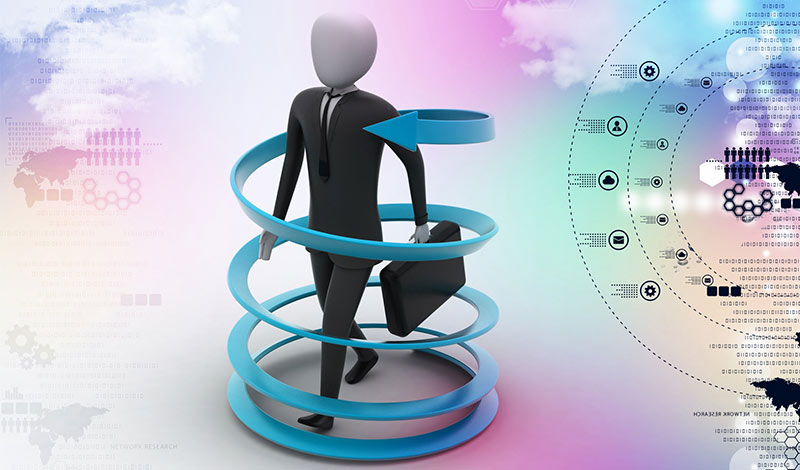 ビジネスマンが飛躍していくイメージ