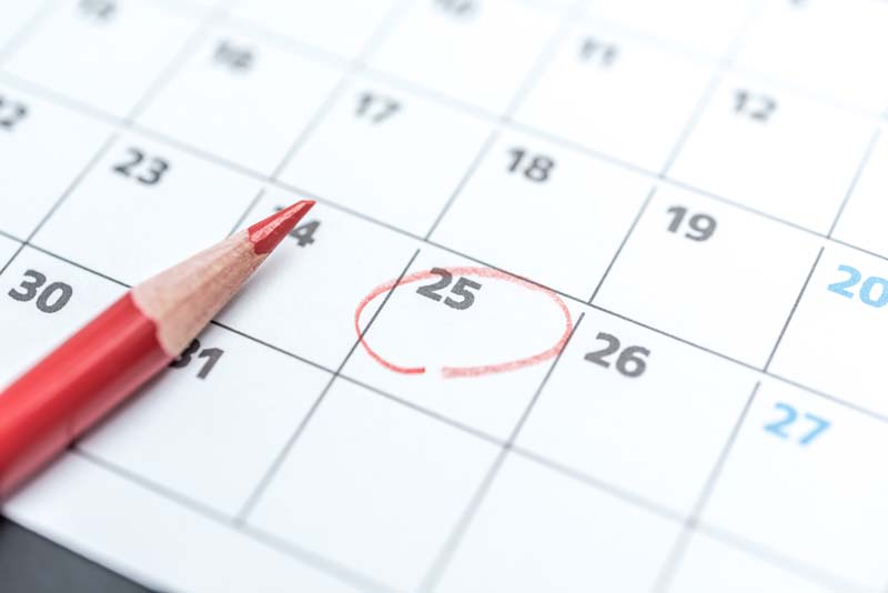 カレンダーの赤丸
