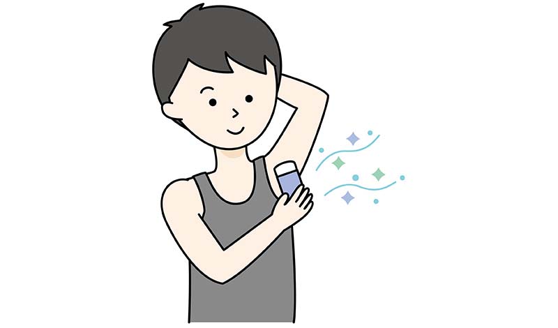 デオドラント剤を使う男性のイラスト