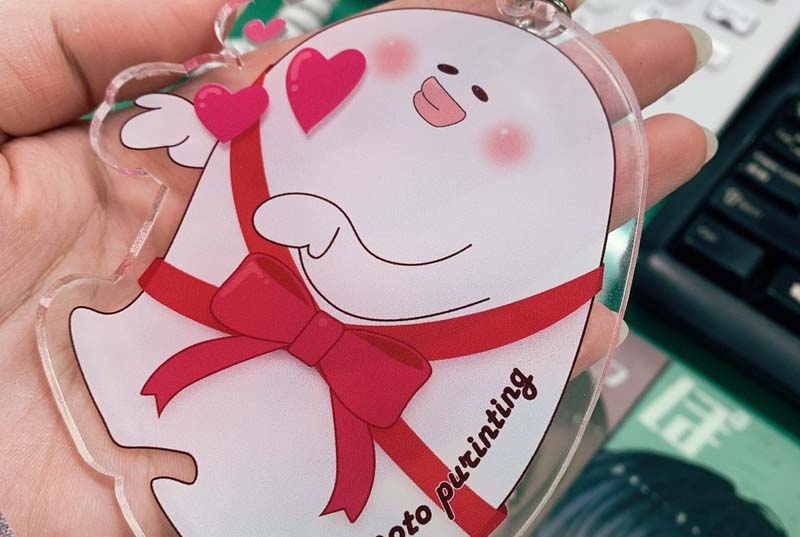 マツモト印刷公式キャラクター「もち」のキーホルダー写真