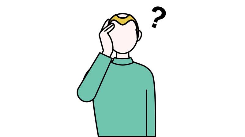 薄毛のタイプに疑問を持っている男性のイラスト