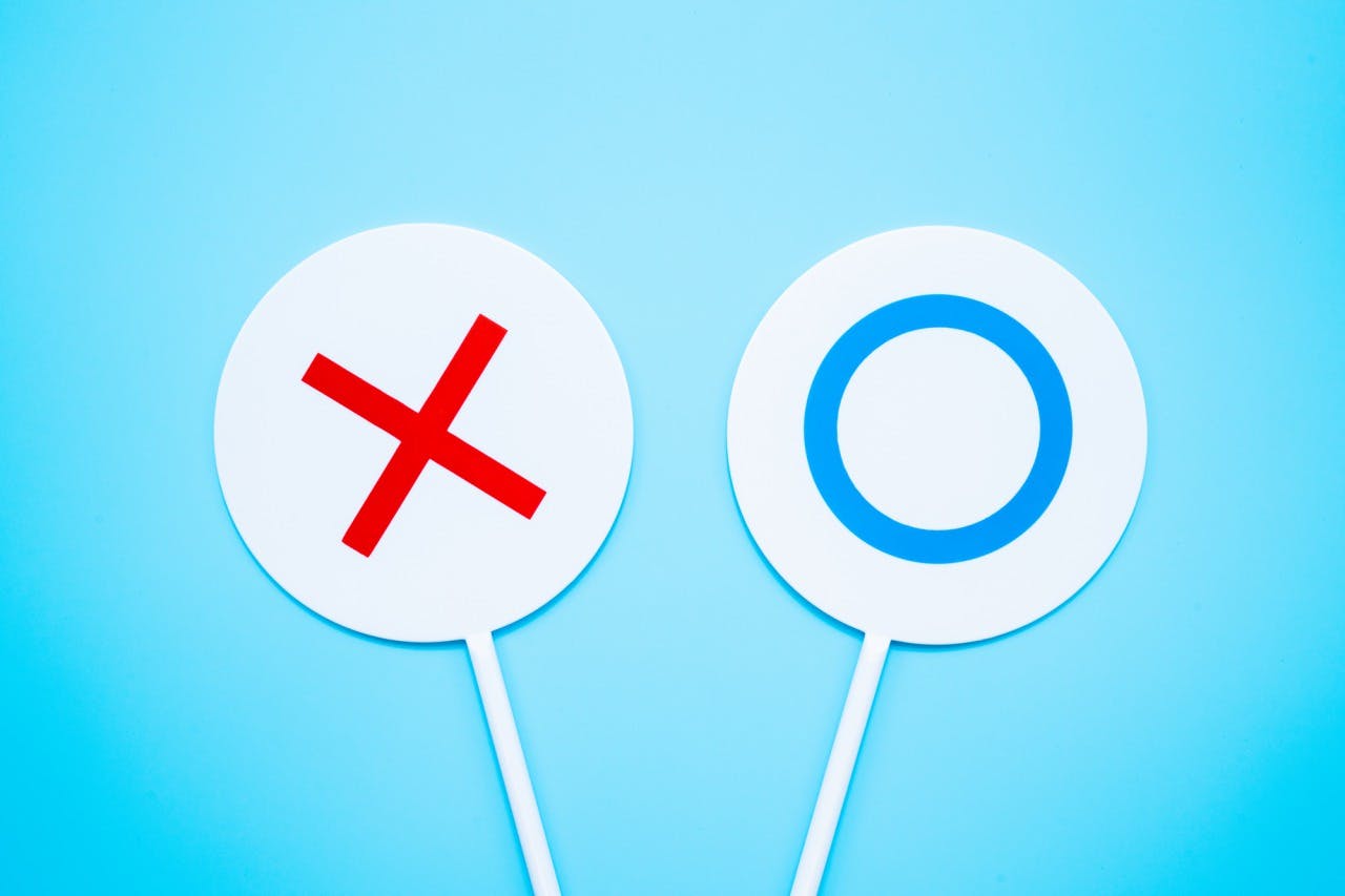 マルとバツのプラカード