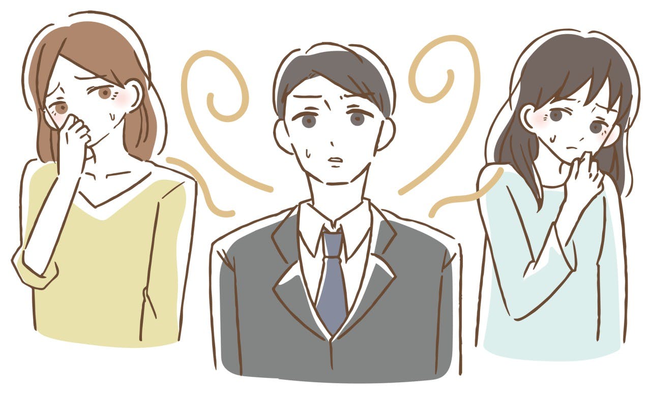 体臭を放つ男性のイメージイラスト