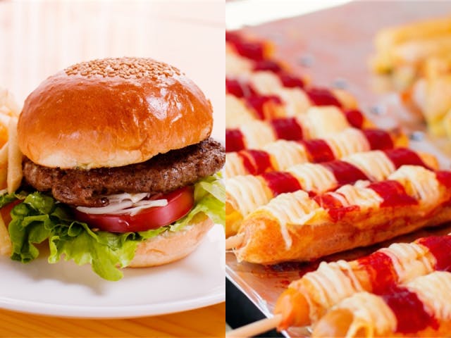 ハンバーガーやアメリカンドッグのイメージ画像