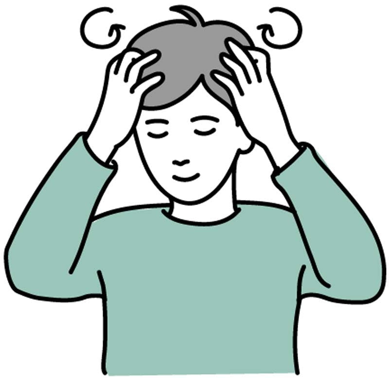 頭皮が硬いかどうかのセルフチェック方法(指の腹で頭皮全体をつかむ)のイラスト