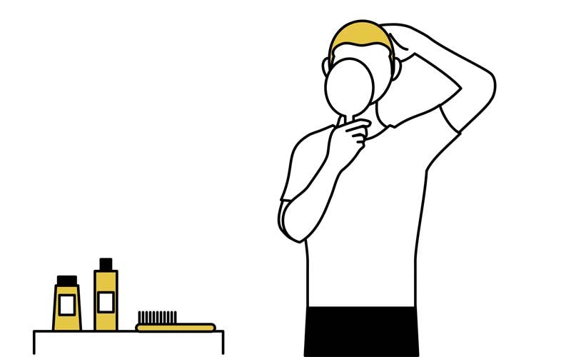 薄毛を気にする男性のイラスト