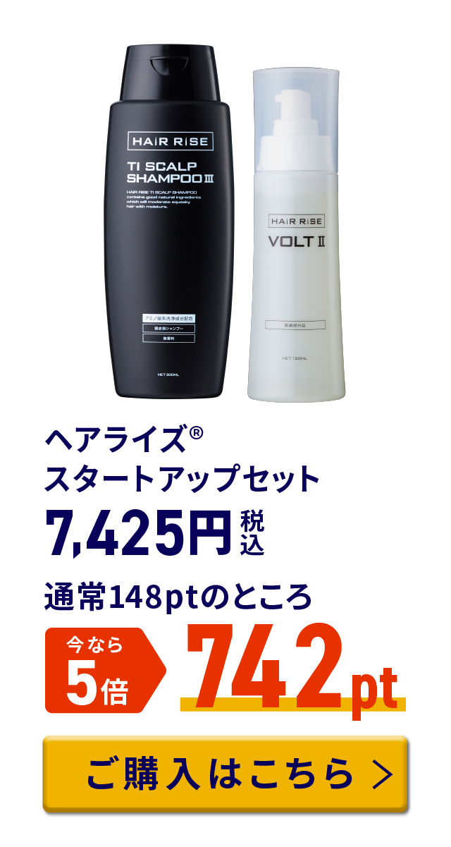 ヘアライズ® スタートアップセット 税込7,425円 通常148ptのところ今なら5倍 742pt ご購入はこちら