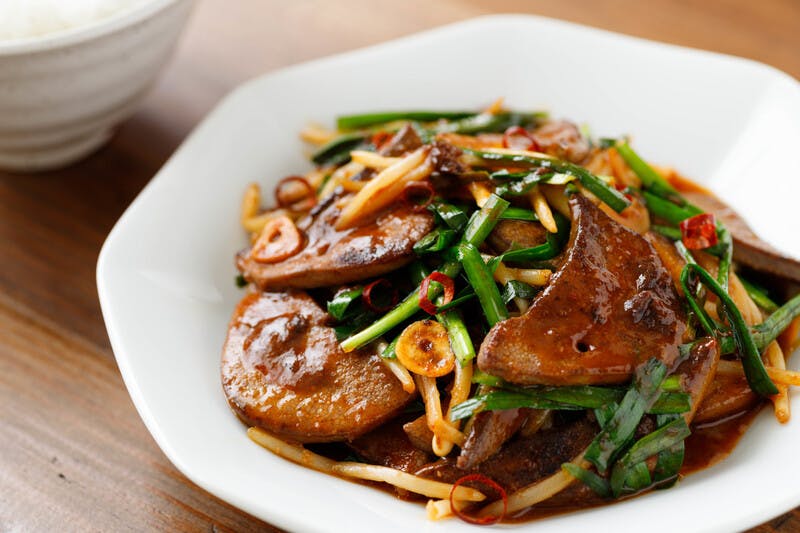 レバニラ炒めのクローズアップ