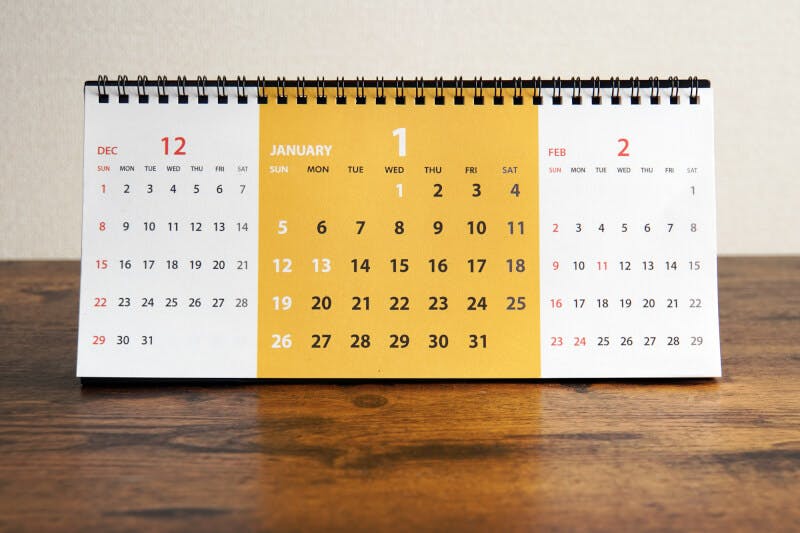 12月~2月の卓上カレンダー